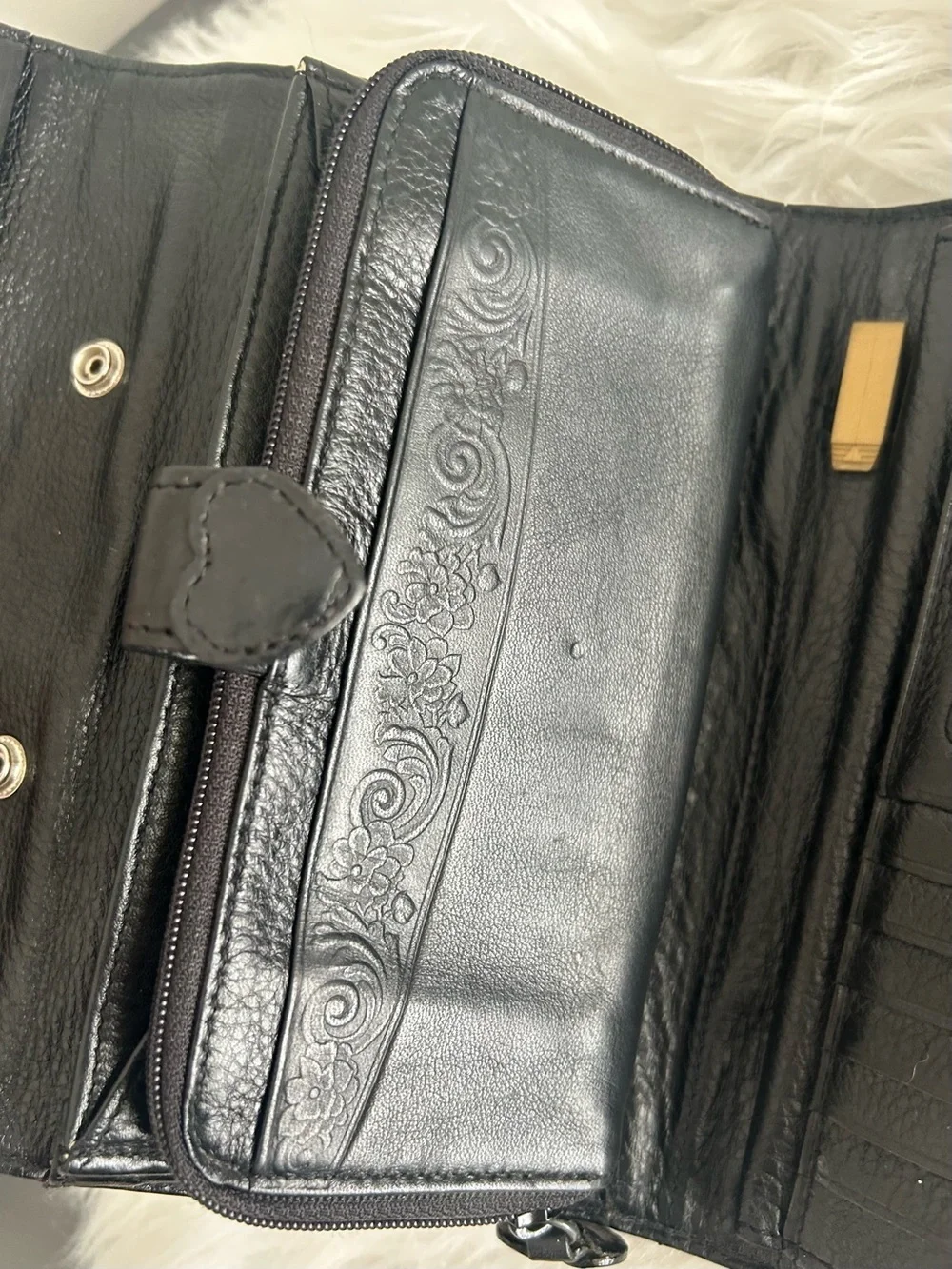 Brighton Brown Croc Embossed Black Leather Organizer Wallet Clutch